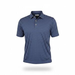 Peter Millar Summer Comfort Mens Polo Shirt Blue Stripe Short Sleeve Size Large